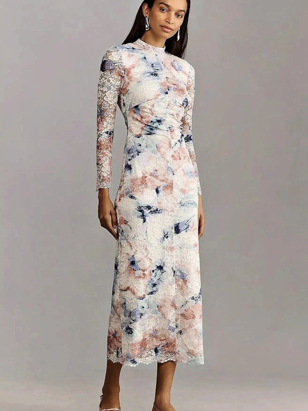 NWT Anthropologie Mock-Neck Fitted Lace Dress